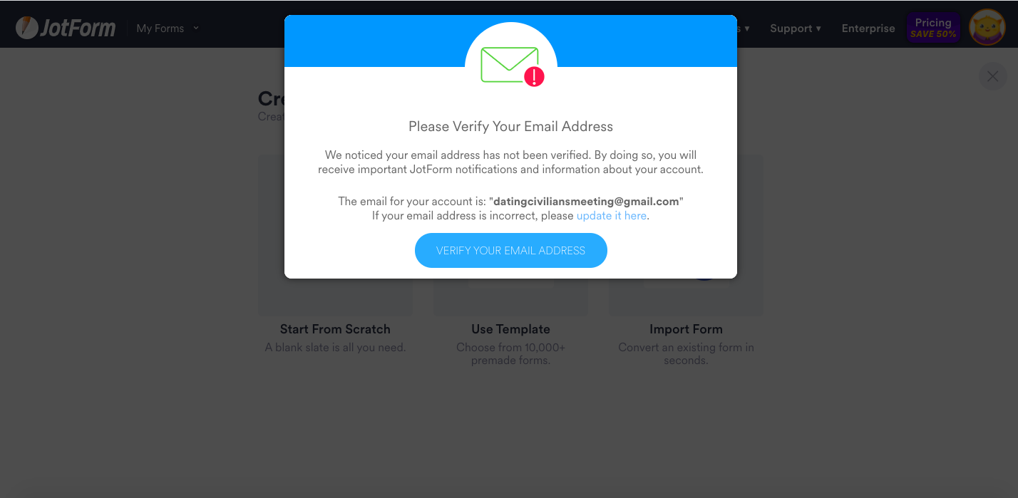 Verification email notification keeps popping up